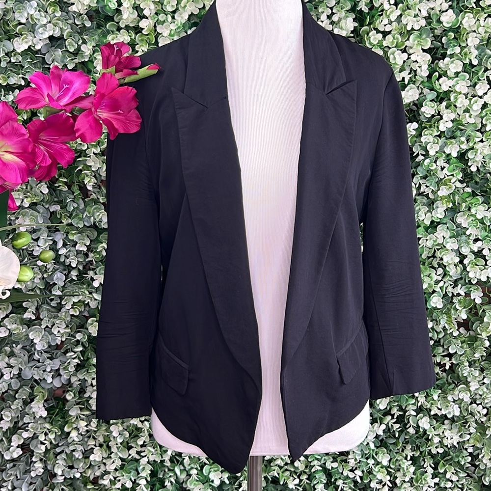 Kenneth Cole New York Black Lightweight Open Front Blazer Jacket